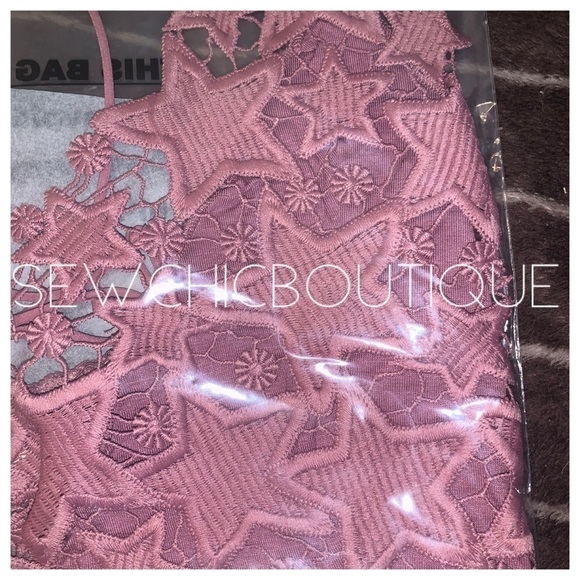 Star Shape Crochet Mesh Lace Bralette AshPink - Picture 5 of 6